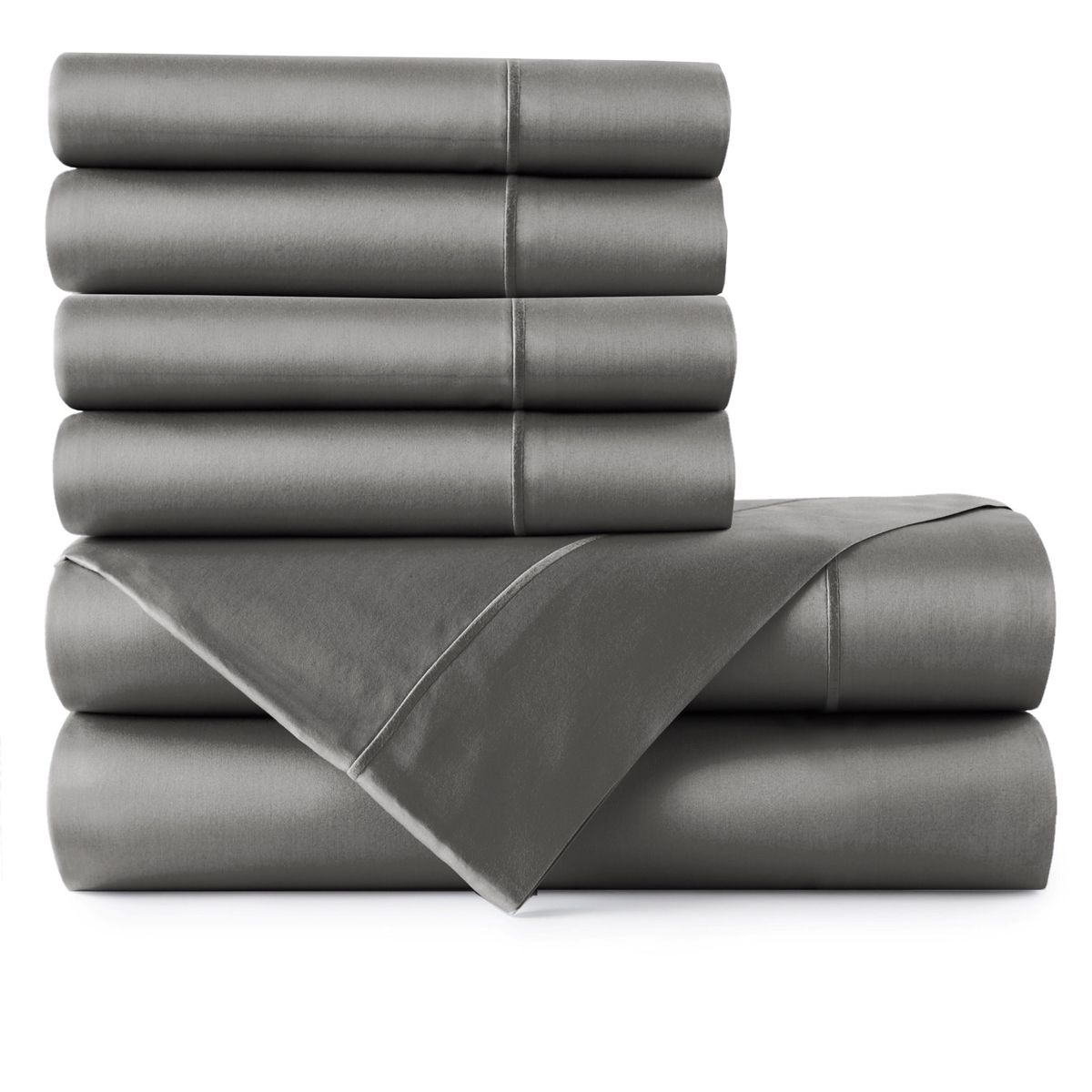 1,000-TC Egyptian Cotton Sheet Set by Bibb Home™ - 6 Piece Set King - Charcoal