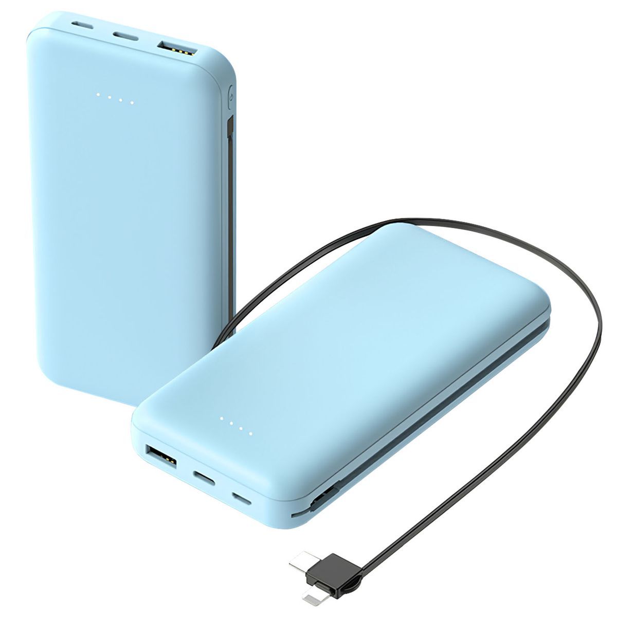 PowerMaster™ 10,000mAh Power Bank with Built-in Cable - Blue
