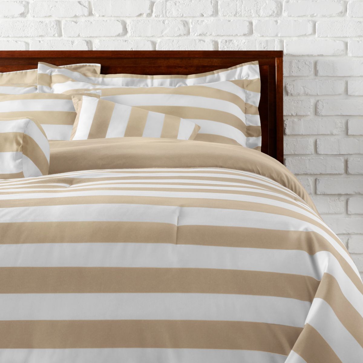 3-Piece Duvet Cover Set - Horizontal Stripe King Taupe