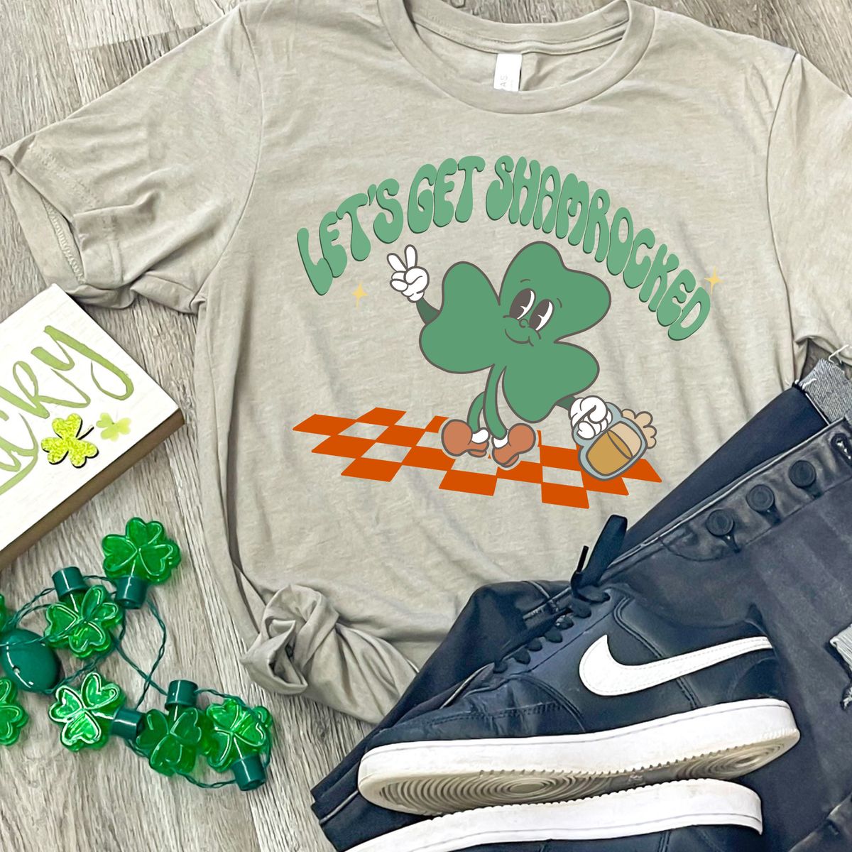 Let's Get Shamrocked Graphic Tee - Heather Stone / Womens XLarge