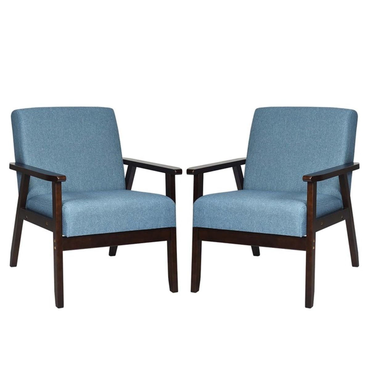 Fabric Accent Armchairs (Set of 2) - Armchair Blue