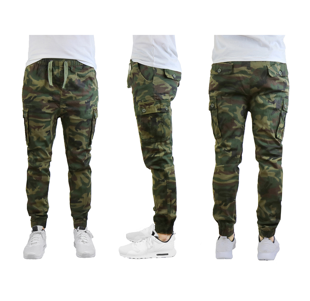 Men's Stretch Fit Cotton Cargo Joggers - Woodland - Medium
