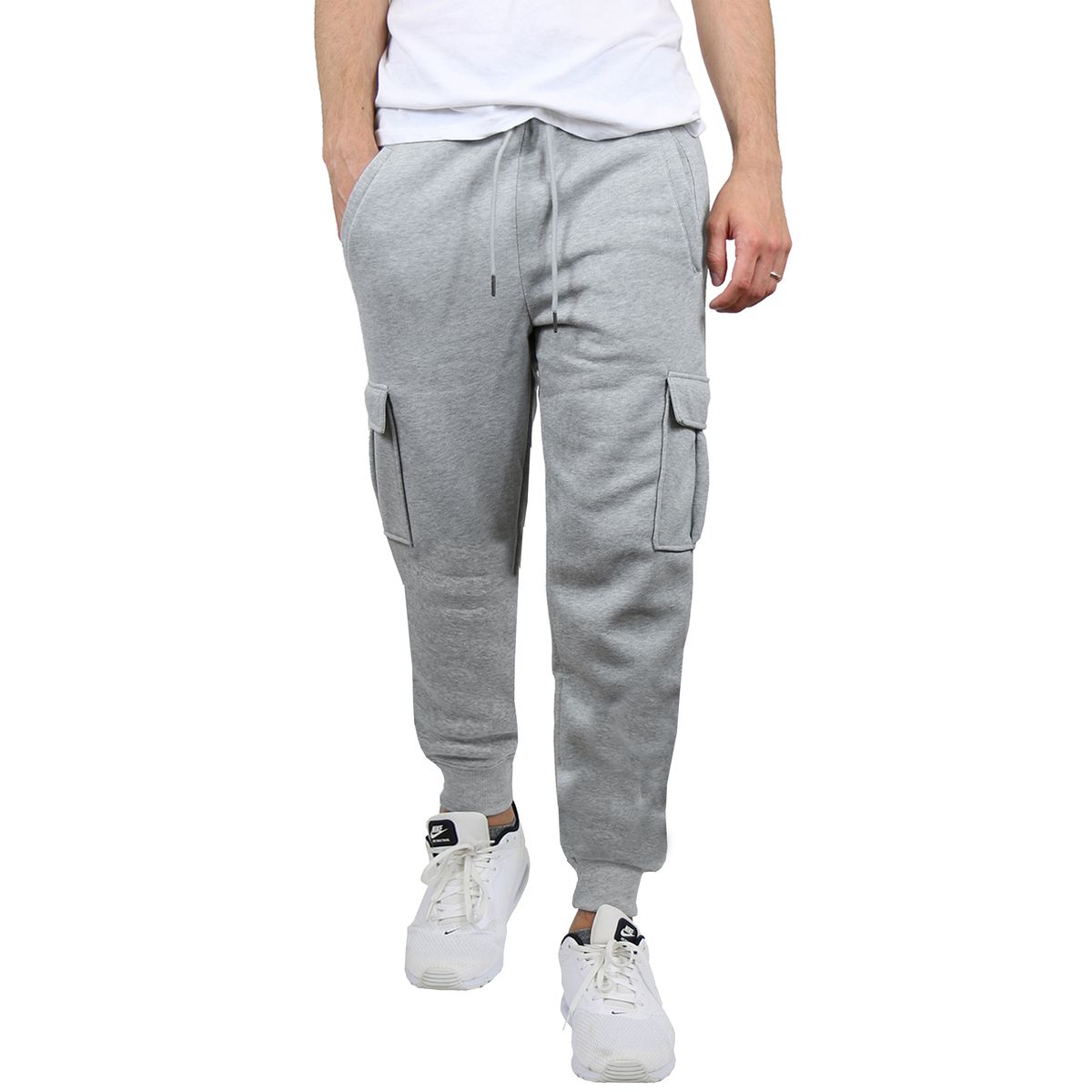 Men's Slim-Fit Cargo Pocket Fleece Jogger Sweatpants (1- or 3-Pack) - JMFCJ-100 / HG / M
