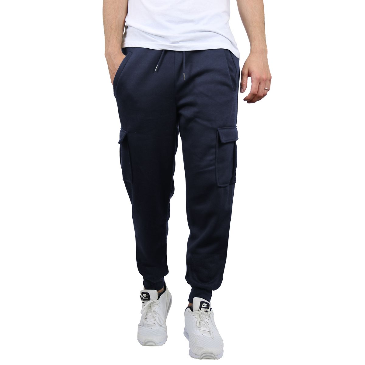 Men's Slim-Fit Cargo Pocket Fleece Jogger Sweatpants (1- or 3-Pack) - JMFCJ-100 / NV / M