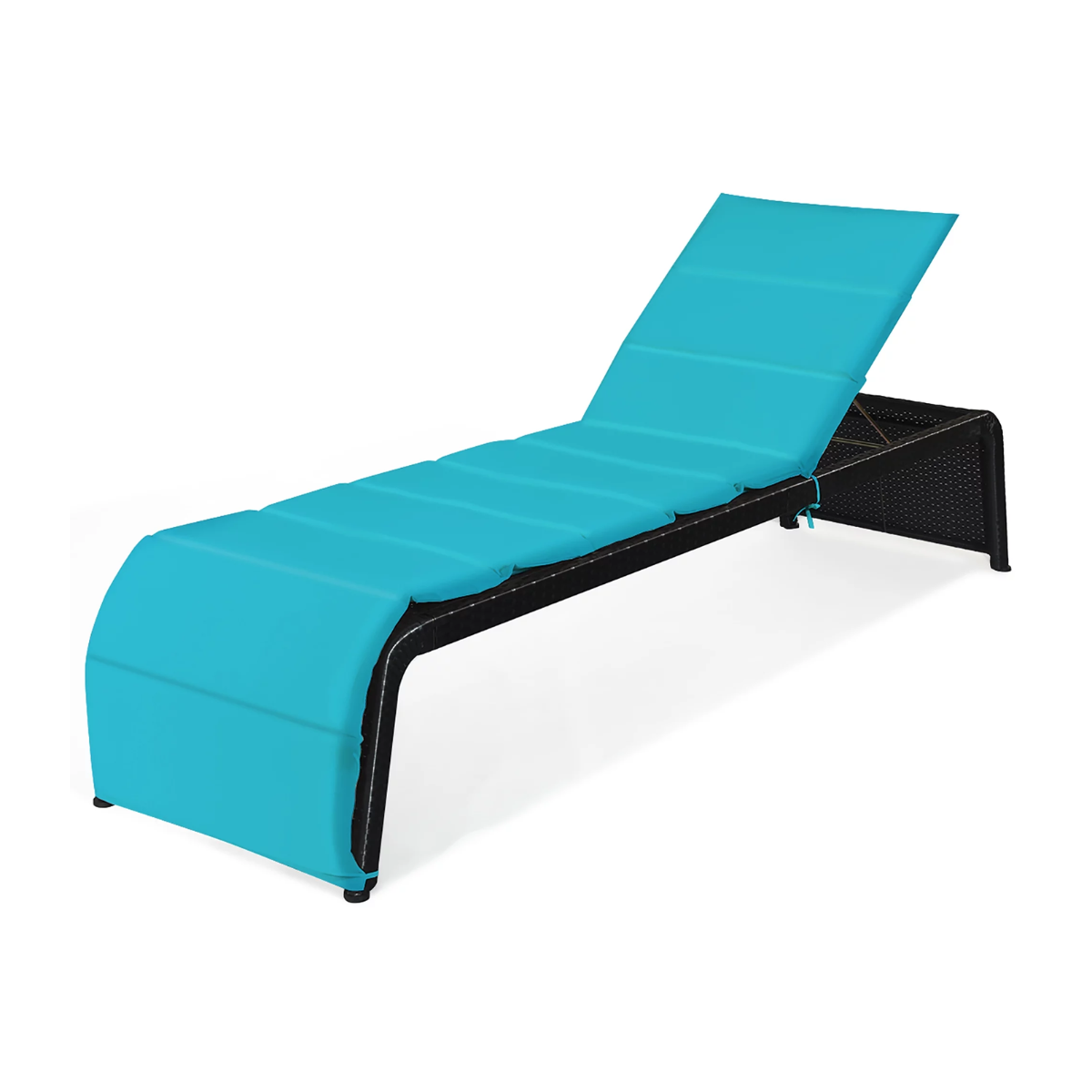Reclining Rattan Patio Lounge Chair - Turquoise