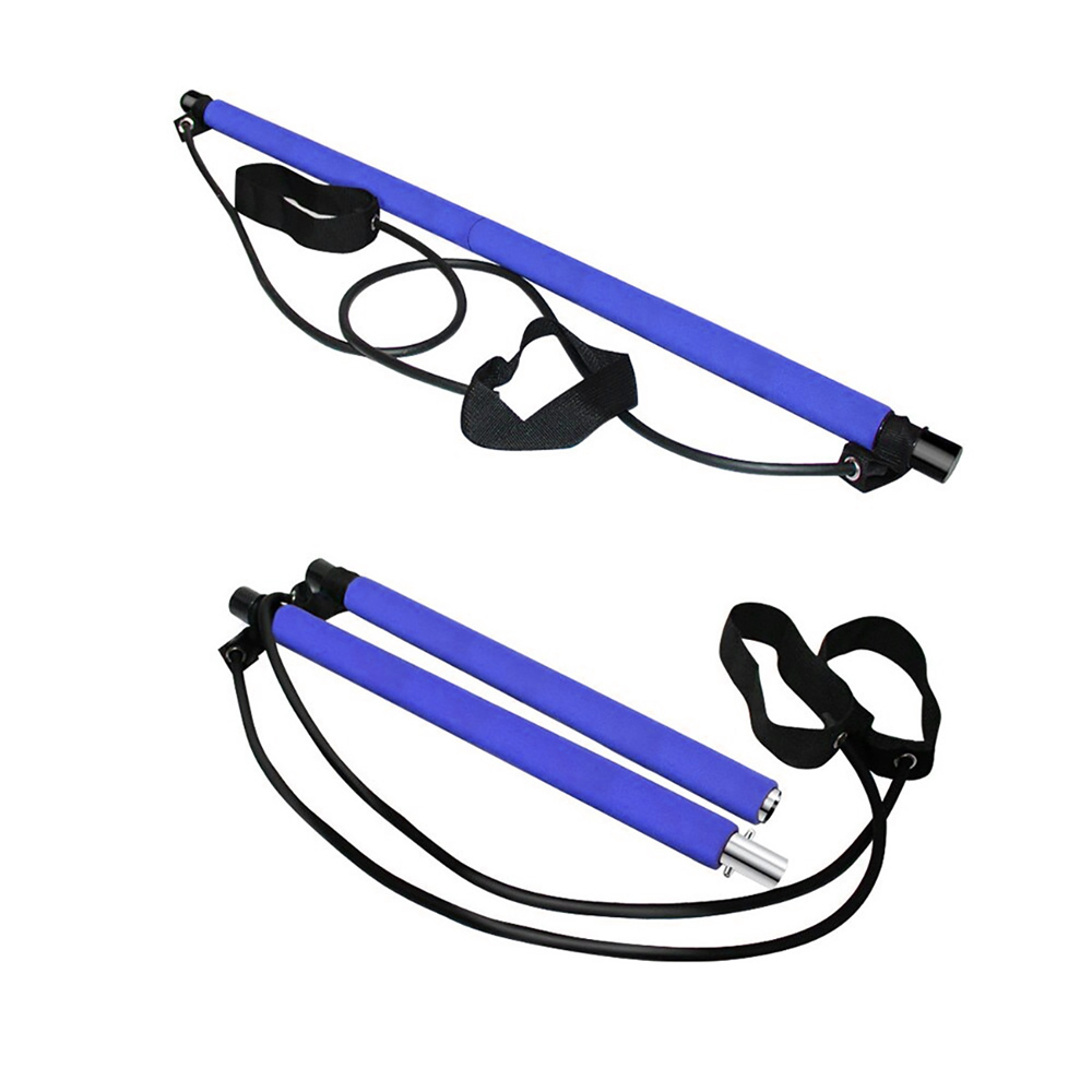 Pilates Bar Stick Resistance Band for Portable Home Fitness - Blue