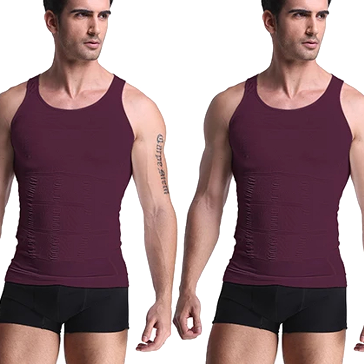 Men's Compression Tank Top (2-Pack) - Eggplant-Medium