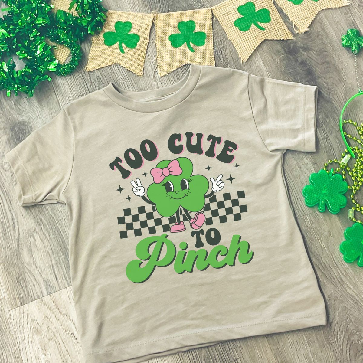 Kids' 'Too Cute to Pinch' Graphic Short Sleeve T-Shirt - Heather Stone / Youth Large