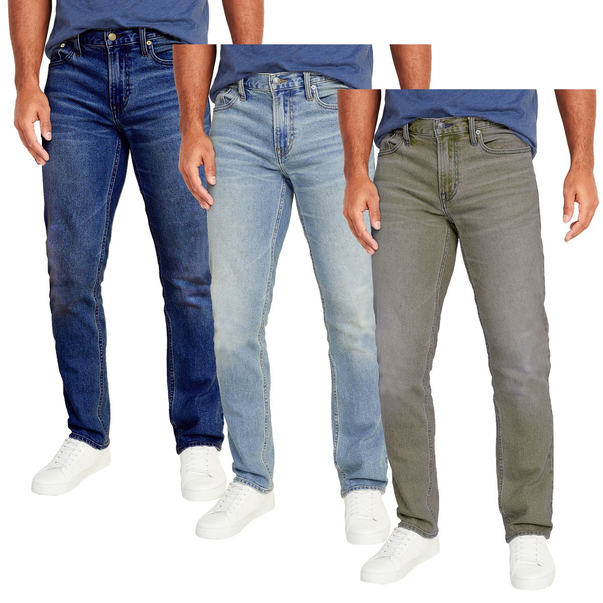Men's Flex Stretch Slim Straight Jeans with 5 Pockets (3-Pair) - JMBJ-Jeans / DW-LB-GY / 40