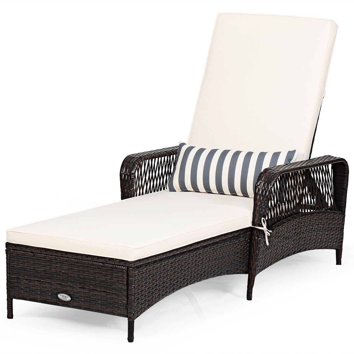 PE Rattan Chaise Lounge Chair with Adjustable Recline - 1-Pack