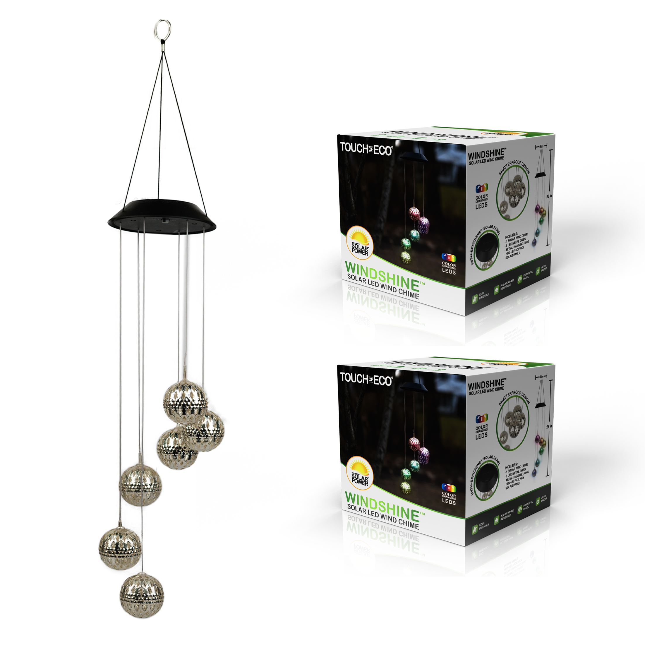 Whimsical Color-Changing Solar LED Hanging Wind Spinner (1- or 2-Pack) - 2 Pack