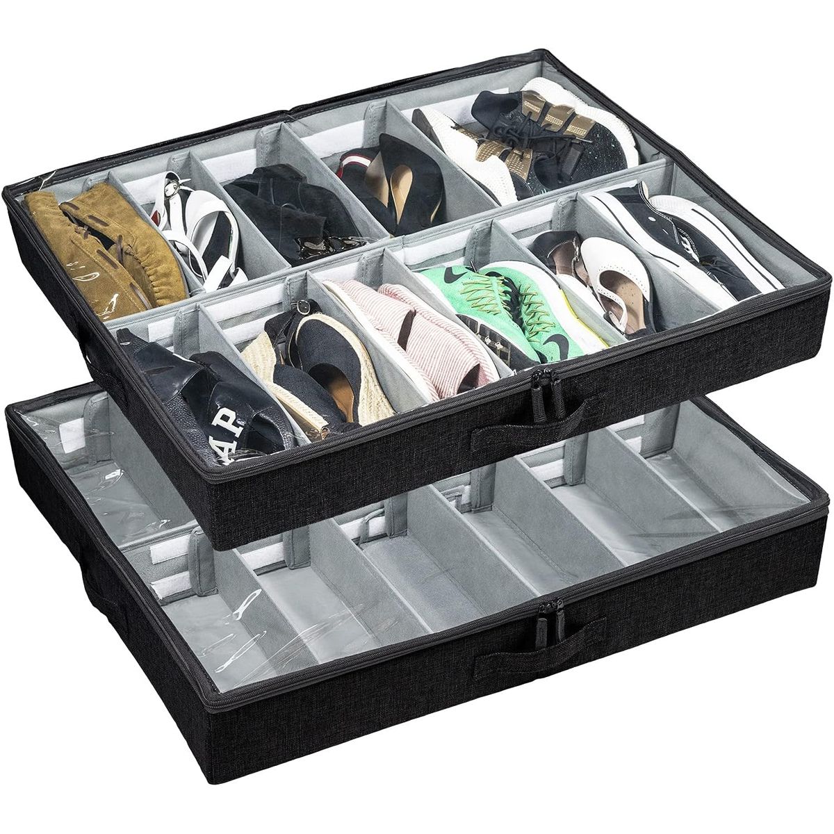 storageLAB™ Slim Under-Bed Storage Containers - storageLAB 2 Pack - Black