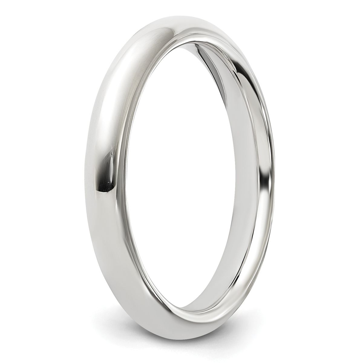 Sterling Silver Rhodium-Plated 3mm Comfort Fit Band - SS Rh-pl 3mm Comfort Fit Band Size 4