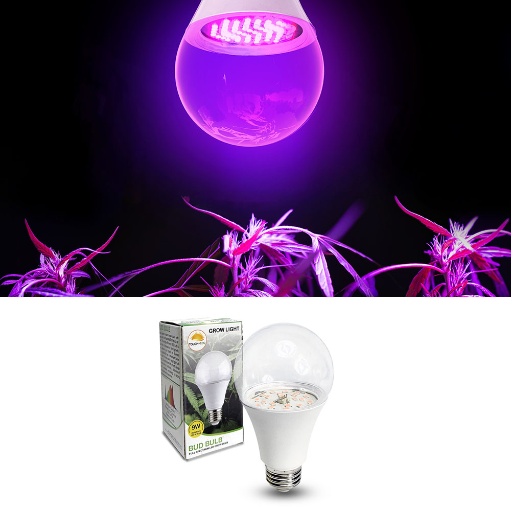 Touch of ECO&reg; 9W Full-Spectrum Grow Lights (1- or 2-Pack) - Bloom Bulb - Purple LED Grow Light- 1 Pk