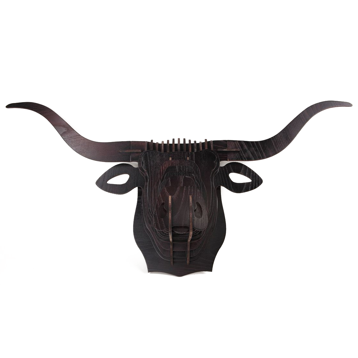 3D Faux Wooden Animal Head Sculpture - Longhorn