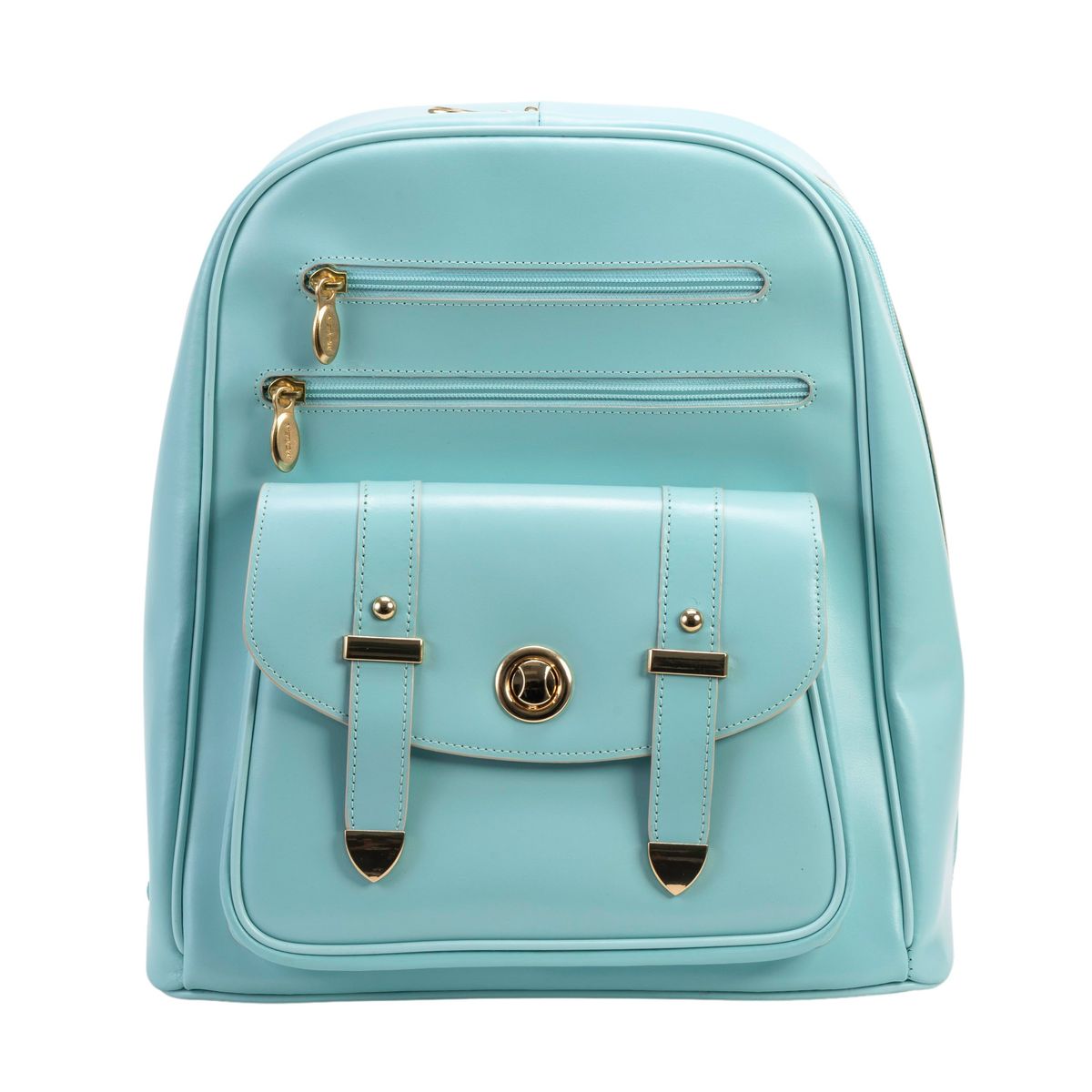 Robbins 11"" Leather Business Laptop Tablet Backpack - Aqua Blue