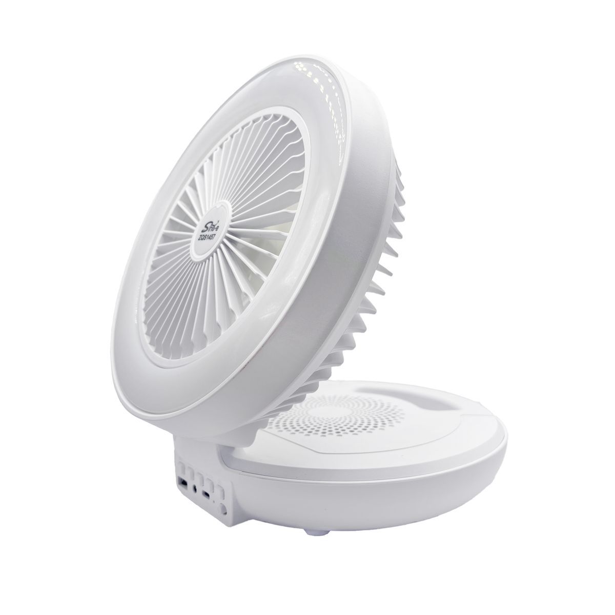 Mini Portable Super Bass Music Player with Fan & LED Light - White
