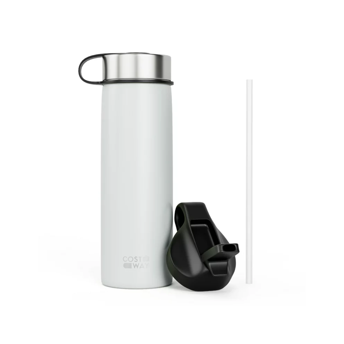 Costway 22 oz Insulated Stainless Steel Water Bottle with Straw - Grey