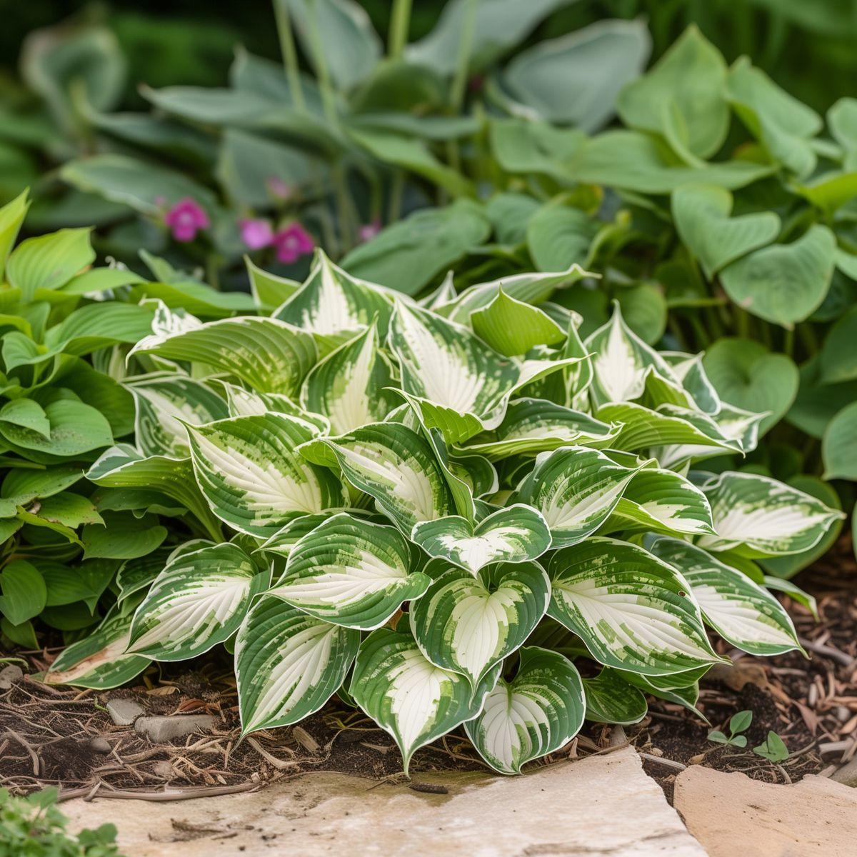 Shade Loving Hardy Hosta by Touch of ECO&reg; (3 Bare Roots) - Fire and Ice Hosta-3 Bare Roots