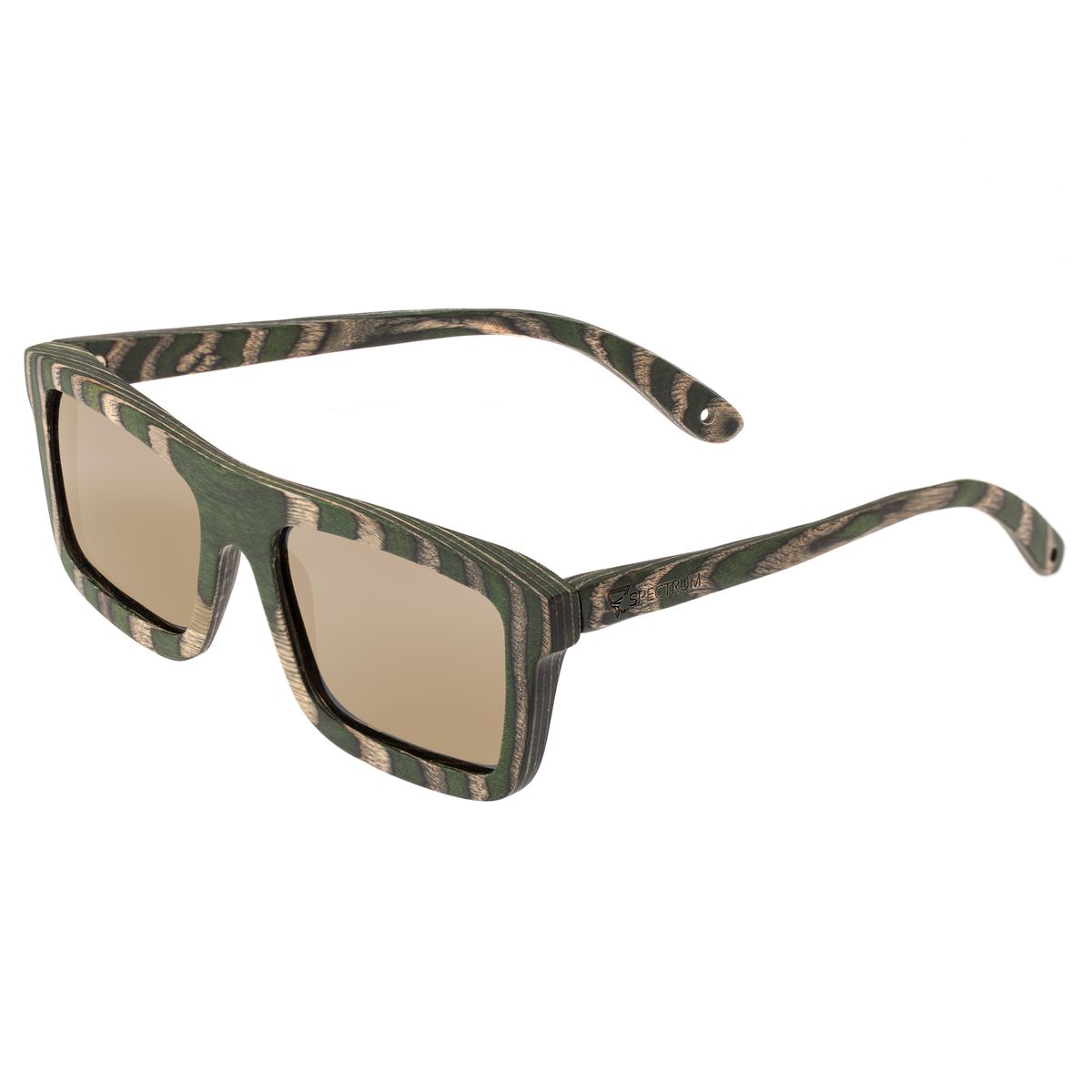 Spectrum Polarized Wooden Sunglasses - Garcia - Green Zebra/Gold