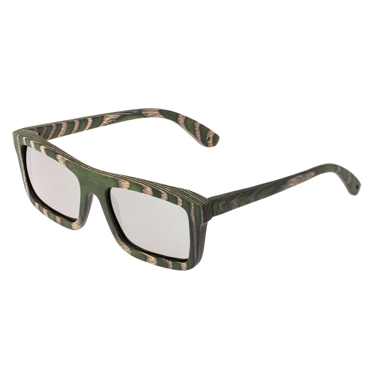 Spectrum Polarized Wooden Sunglasses - Garcia - Green Zebra/Silver