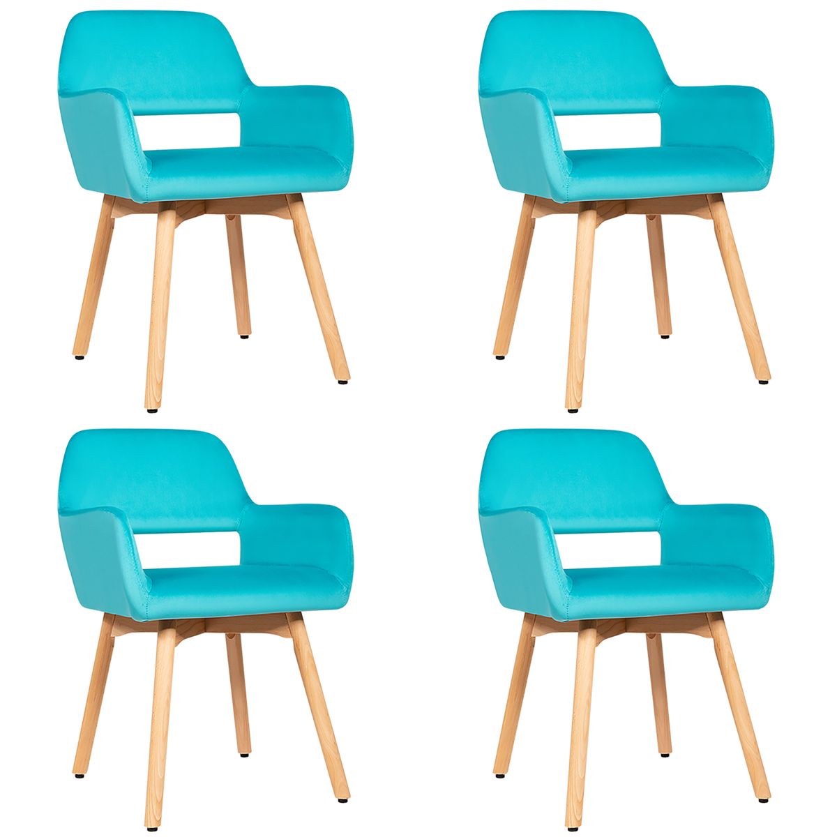 Costway Modern Velvet Armchairs (Set of 4) - Blue