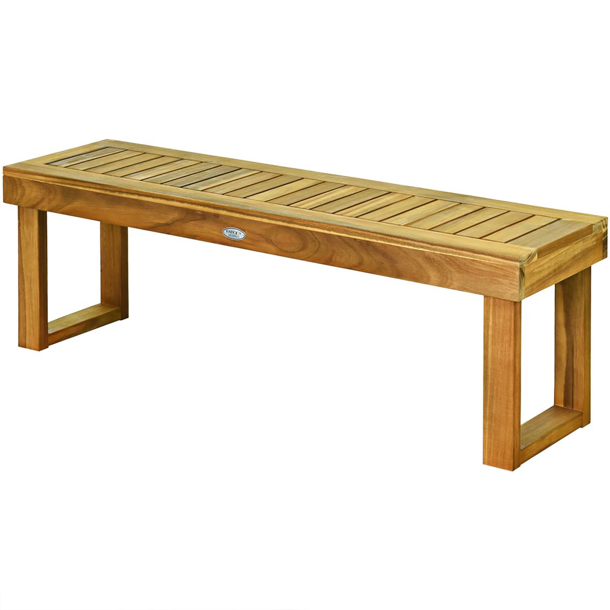 Outdoor Square-End 52'' Acacia Wood Bench (1- or 2-Pack) - Costway 1Pcs 52'' Outdoor Acac