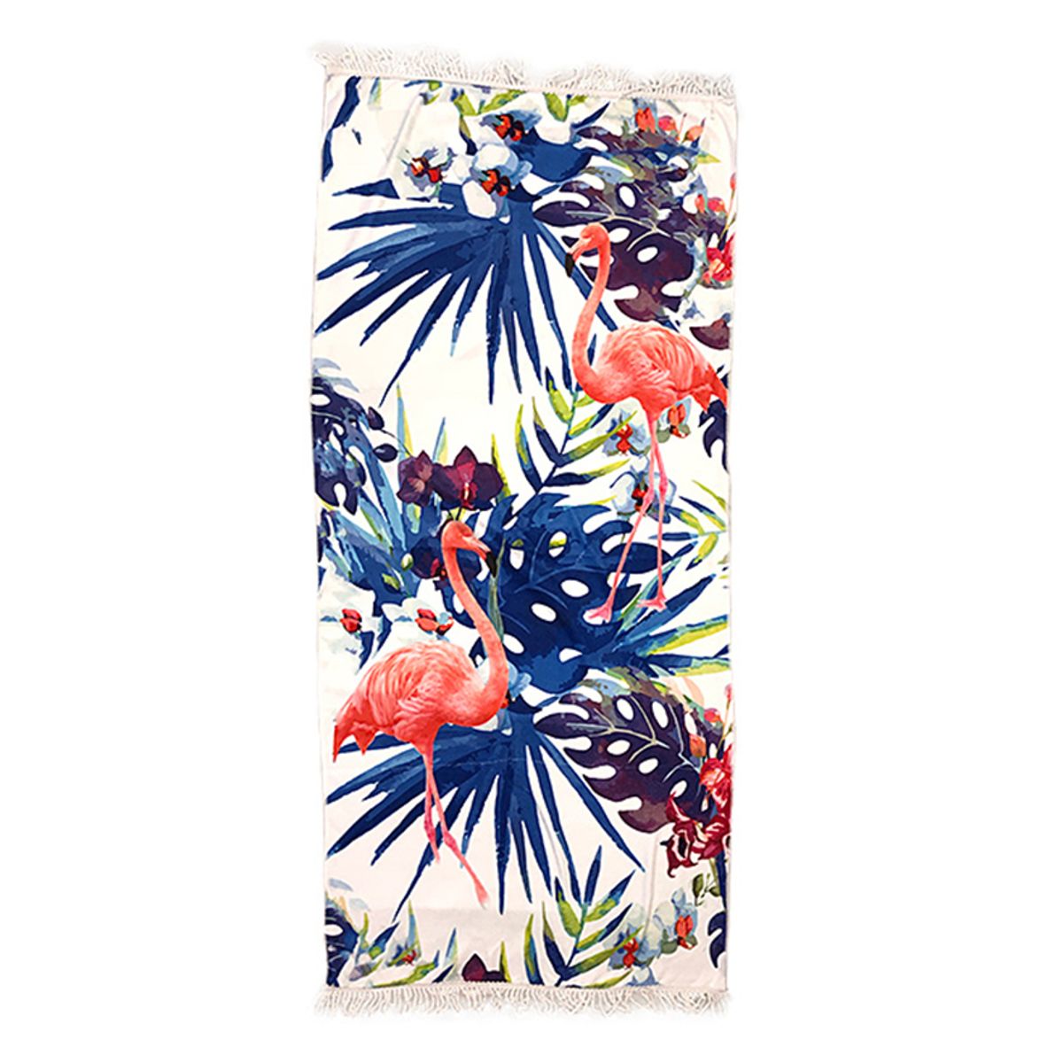 61-Inch Round Vibrant Beach Towel with Fringe (2-Pack) - Flamingo Rectangle Towel