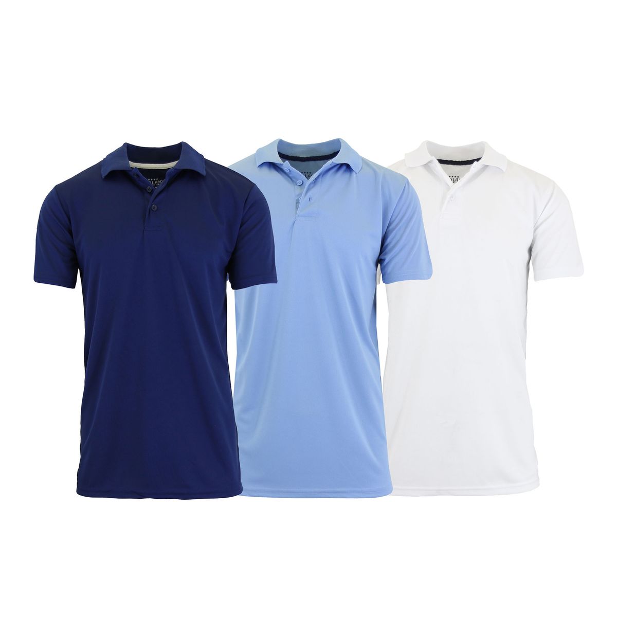Men's Performance Quick-Dry Polo Shirt (3- or 5-Pack) - MPK-610-LB-NV-WH-3XL