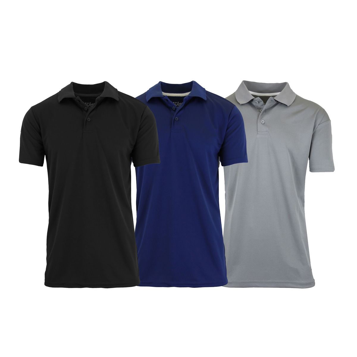 Men's Performance Quick-Dry Polo Shirt (3- or 5-Pack) - MPK-610-BK-NV-GY-L