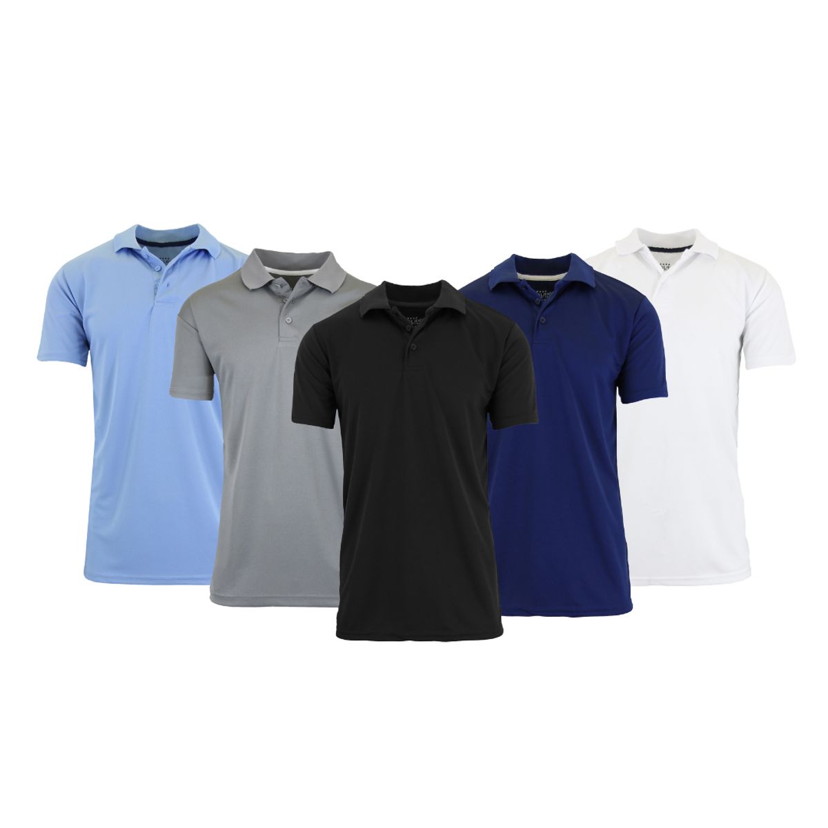 Men's Performance Quick-Dry Polo Shirt (3- or 5-Pack) - MPK-610 / BK-LB-GY-NV-WH / M