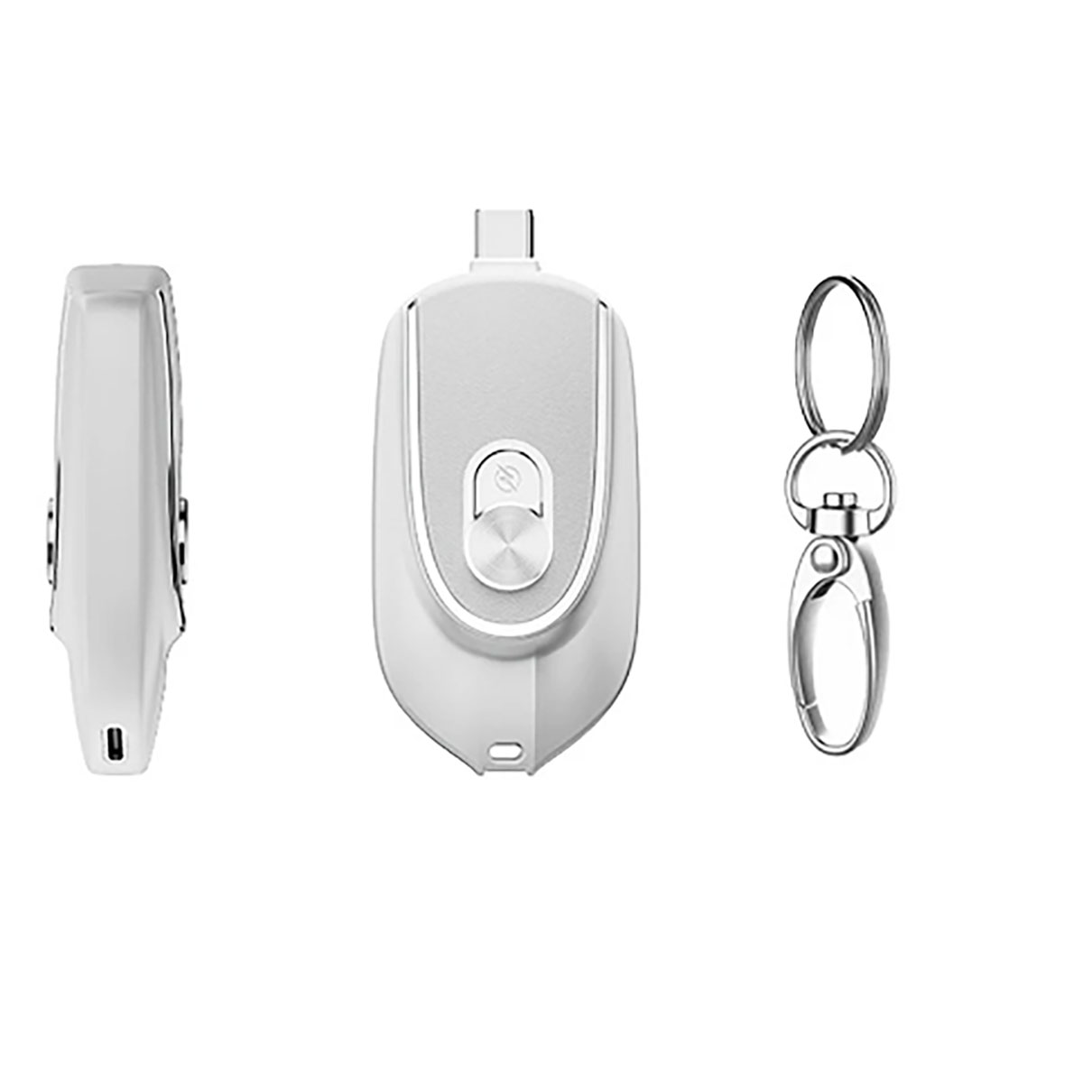 2-in-1 Mini Emergency Keychain Power Bank - White 2 Pack