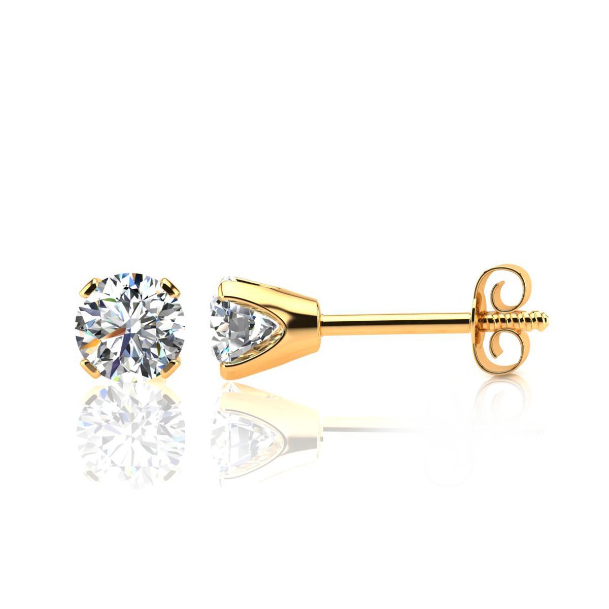 1 Carat Natural Diamond Stud Earrings - 1ct Diamond Studs In 14K Yellow Gold