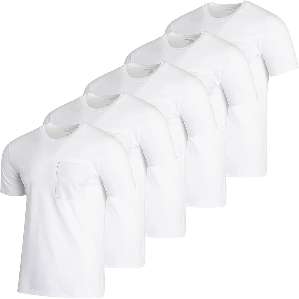 Men's Cotton Crew Neck Pocket T-Shirts (5-Pack) - SET 2- Small