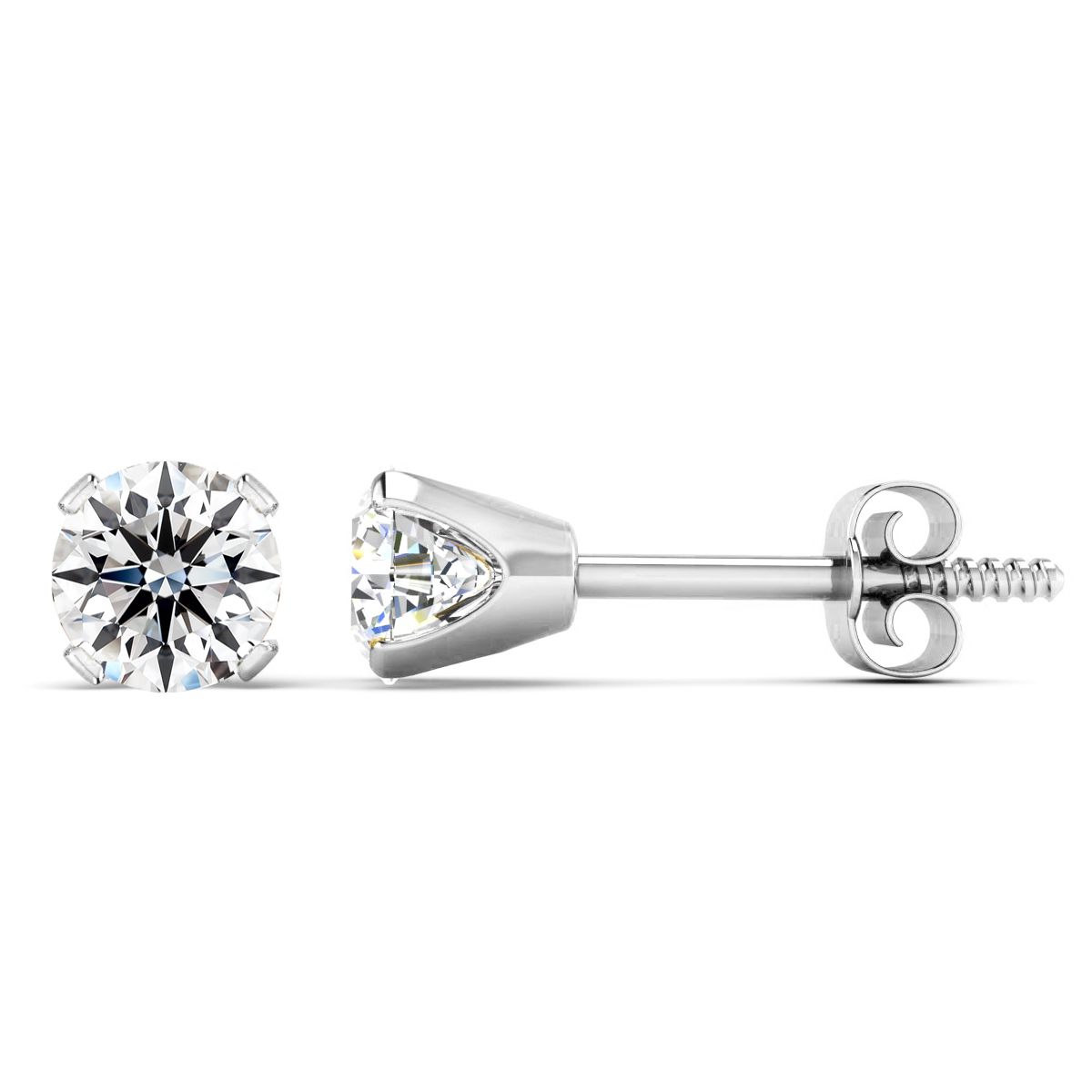 0.5CT Lab Created Diamond Stud Earrings in 14K Gold - 1/2ct Diamond Earrings, 14K WG