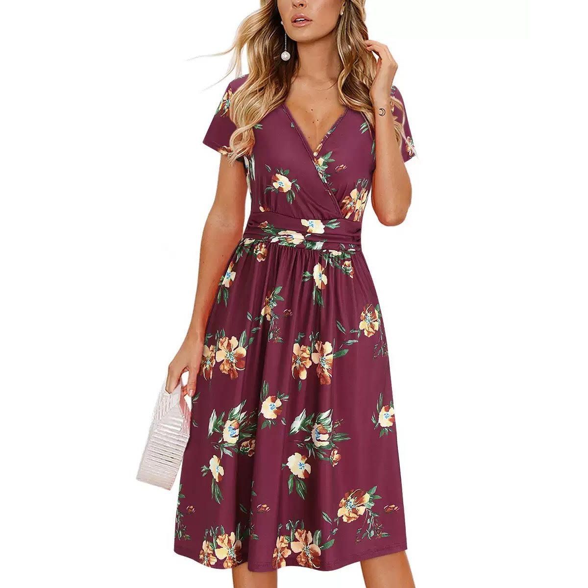 Leo Rosi Women's Carrie Floral Dress - Red, Medium