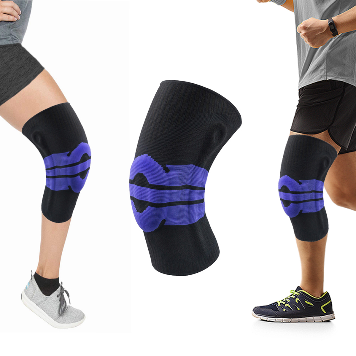 Knee Compression Support Sleeve with Gel Pad (Medium) - Black / Medium