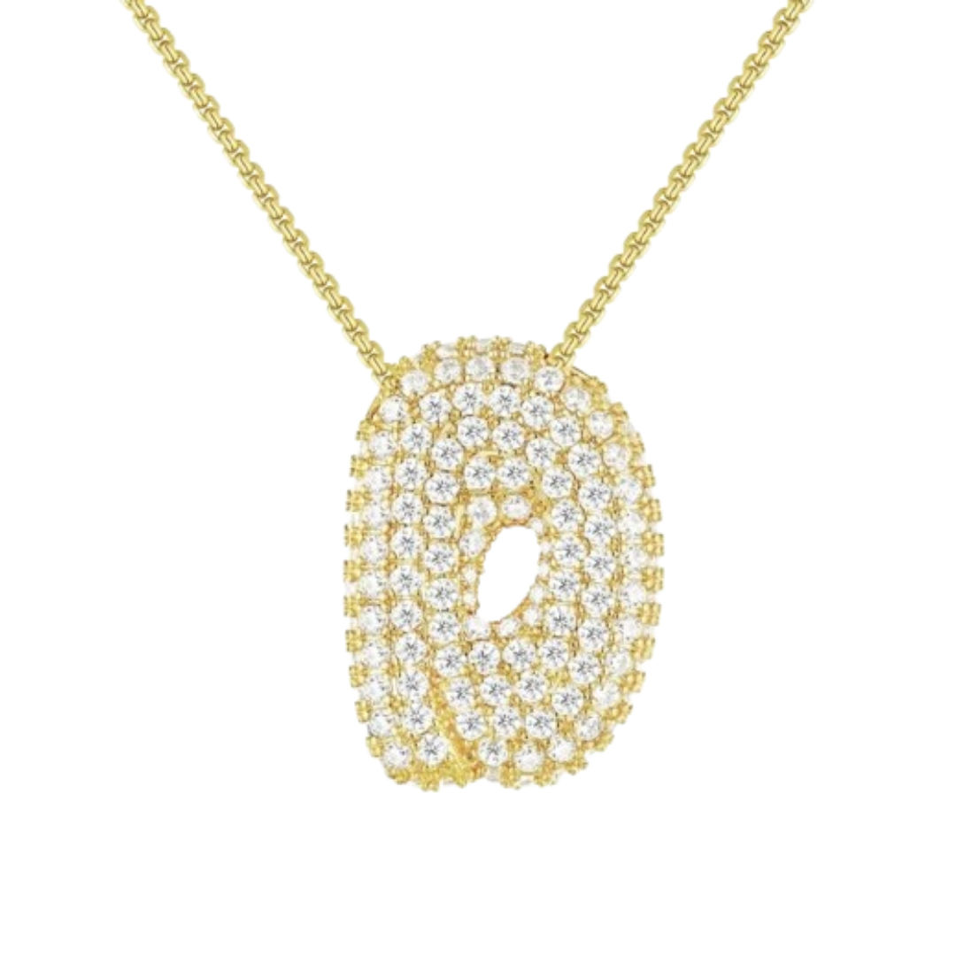 Triple AAA Cubic Zirconia Initial Necklace with Gold Plating - LETTER D