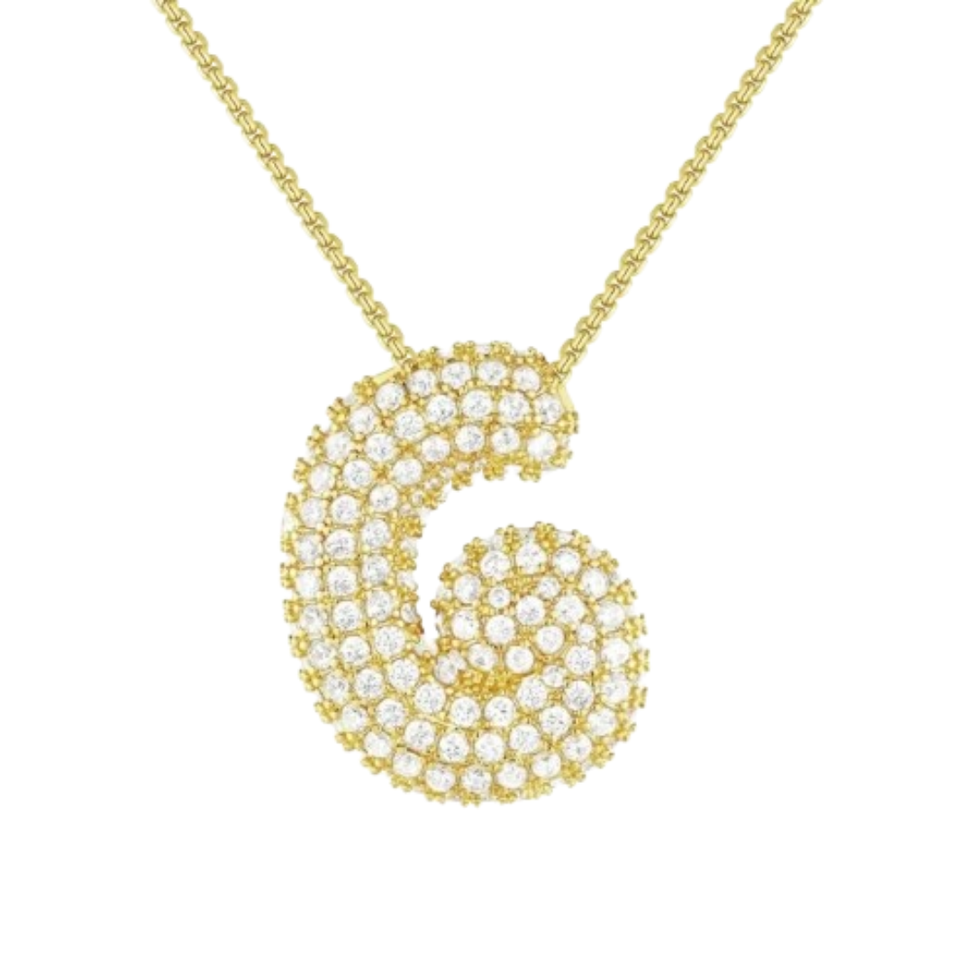 Triple AAA Cubic Zirconia Initial Necklace with Gold Plating - LETTER G