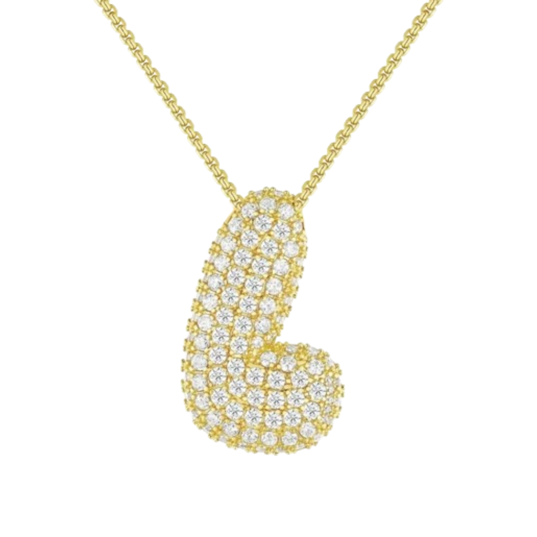 Triple AAA Cubic Zirconia Initial Necklace with Gold Plating - LETTER L