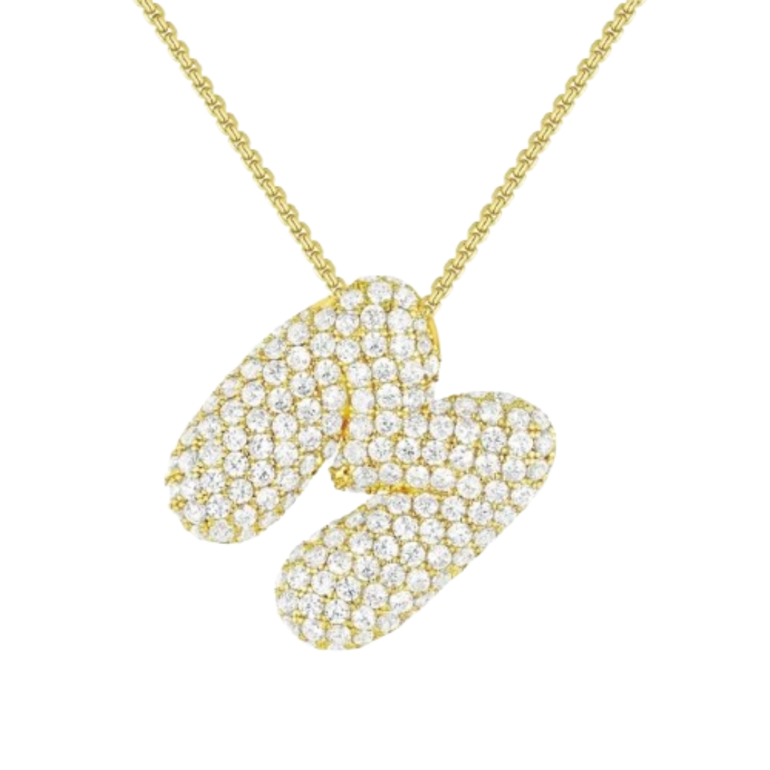 Triple AAA Cubic Zirconia Initial Necklace with Gold Plating - LETTER M