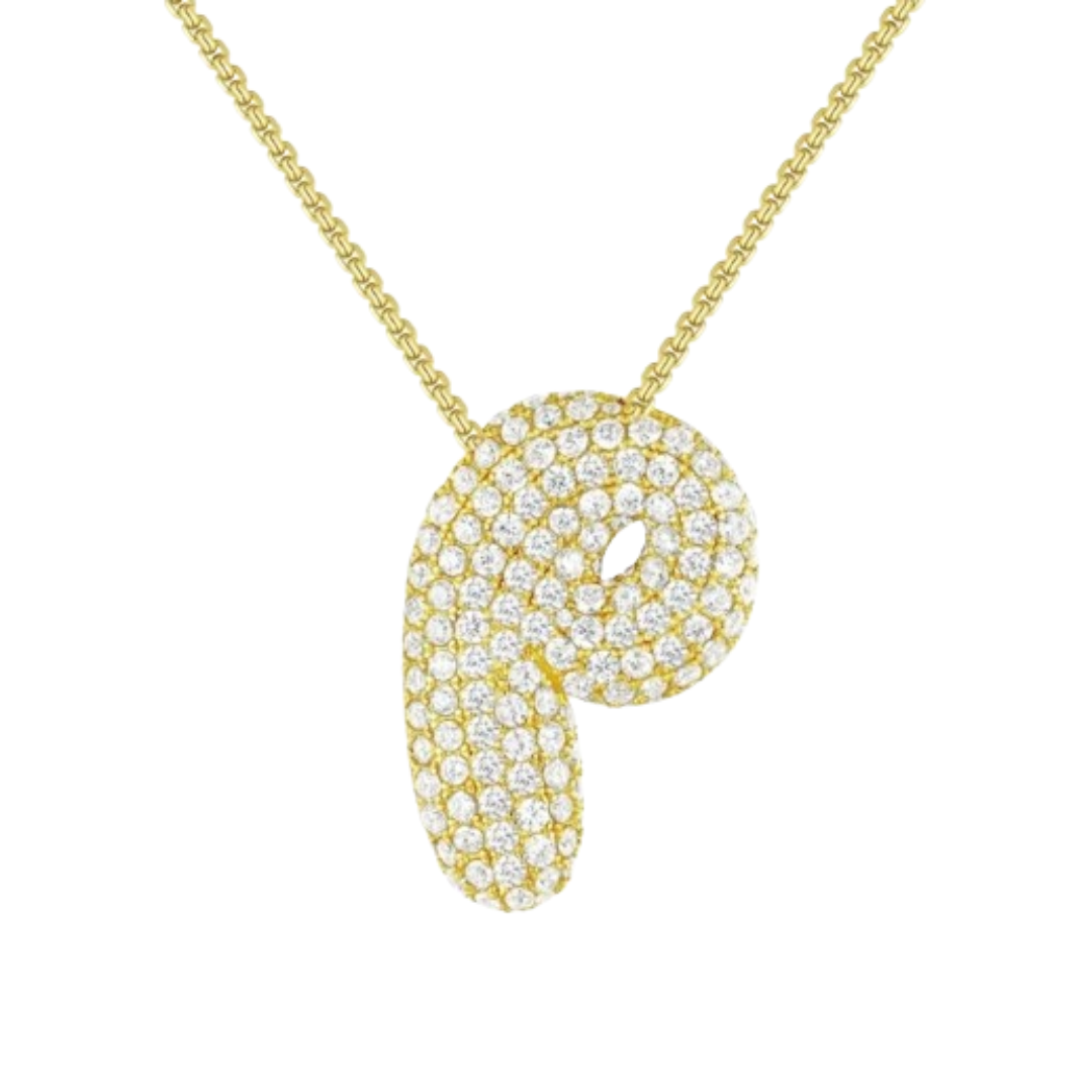Triple AAA Cubic Zirconia Initial Necklace with Gold Plating - LETTER P
