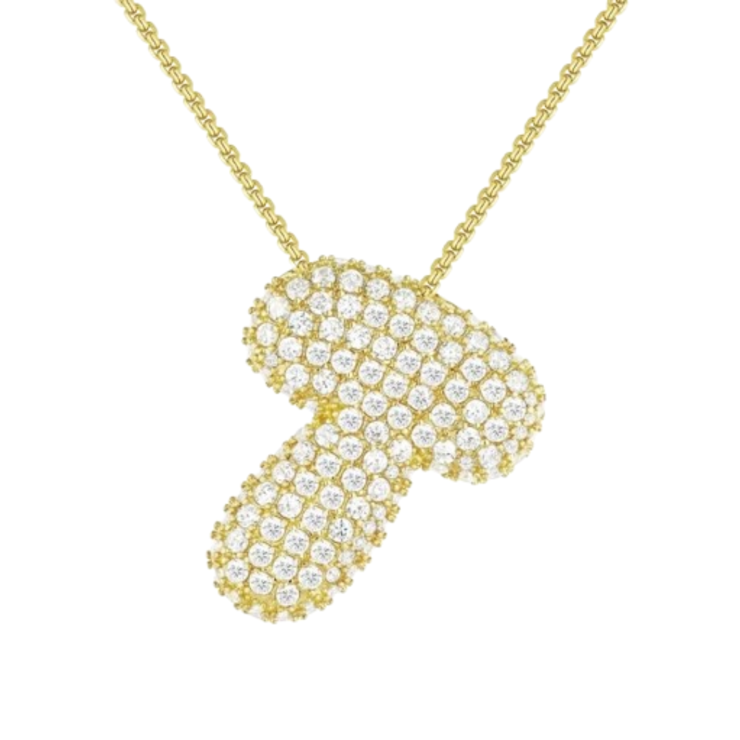 Triple AAA Cubic Zirconia Initial Necklace with Gold Plating - LETTER T