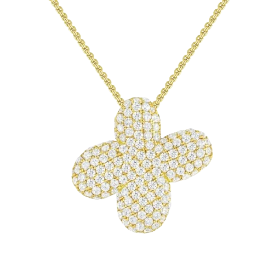 Triple AAA Cubic Zirconia Initial Necklace with Gold Plating - LETTER X