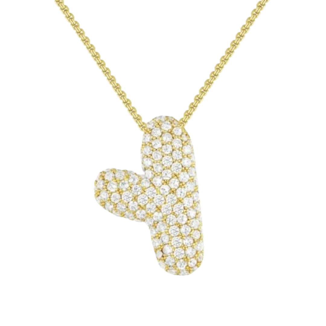 Triple AAA Cubic Zirconia Initial Necklace with Gold Plating - LETTER Y