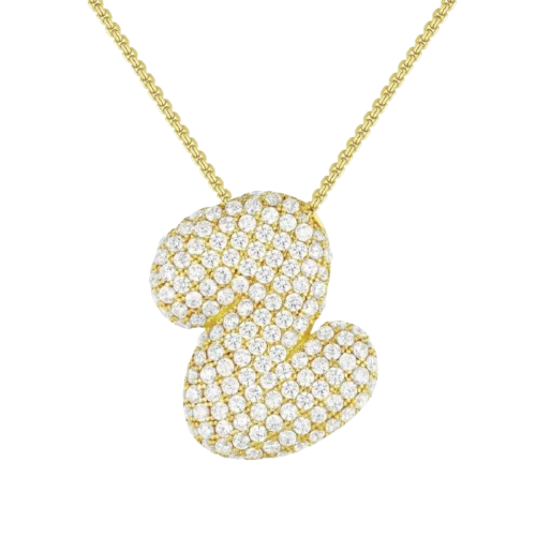 Triple AAA Cubic Zirconia Initial Necklace with Gold Plating - LETTER Z