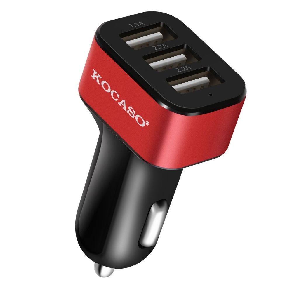 KOCASO® 3-Port 30W High-Speed Car Charger Adapter - Red