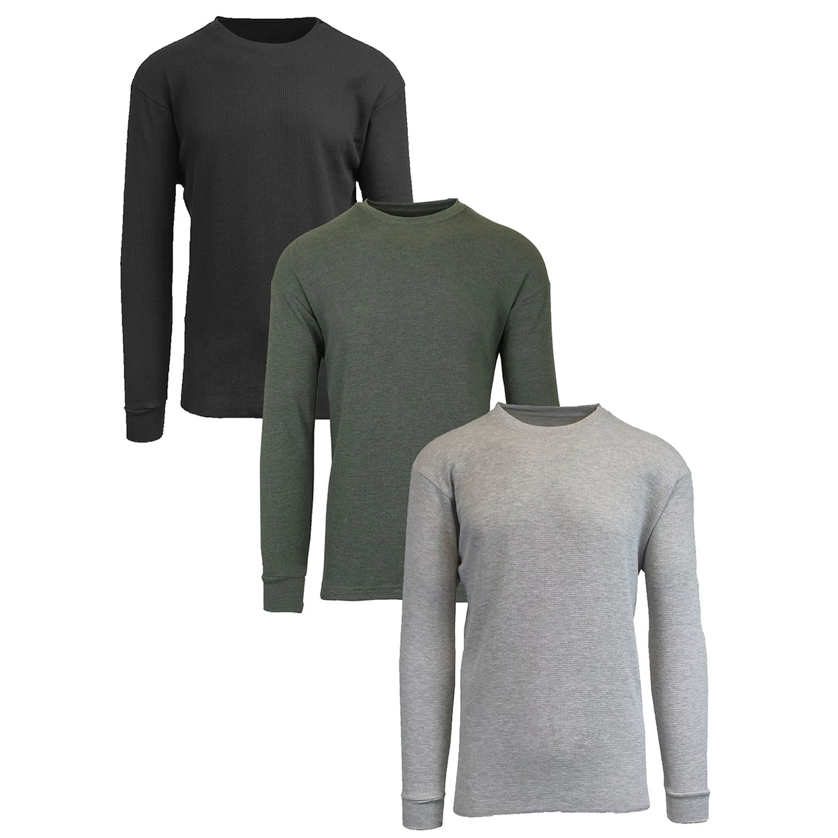 Men's Long Sleeve Thermal Shirts (3-Pack) - MTH-4800-BK-OL-HG - L