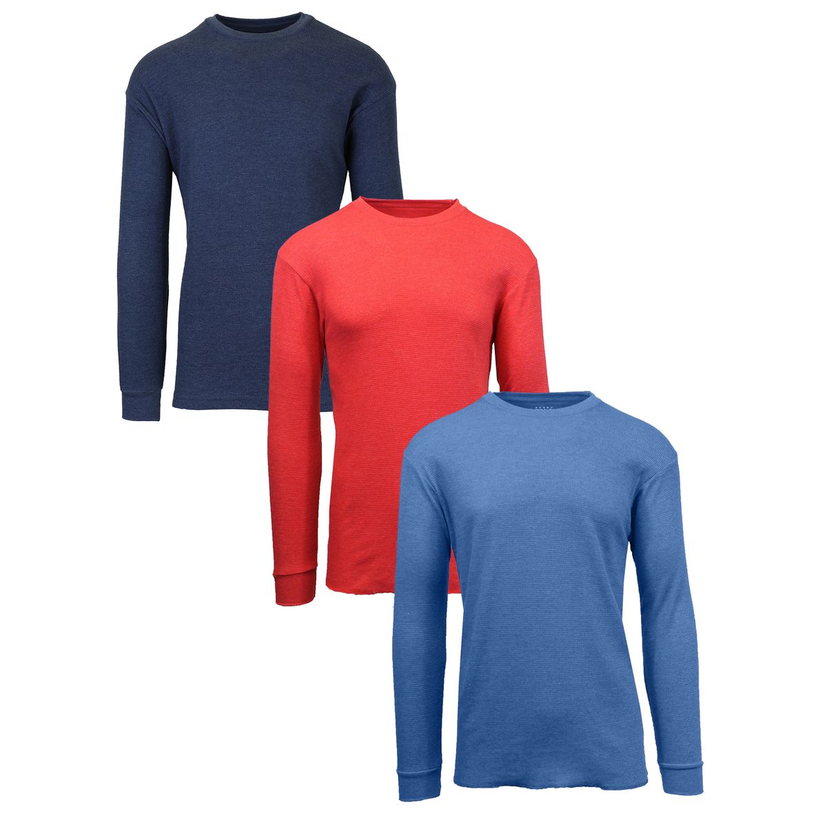 Men's Long Sleeve Thermal Shirts (3-Pack) - MTH-4800-NV-RD-HMB - M
