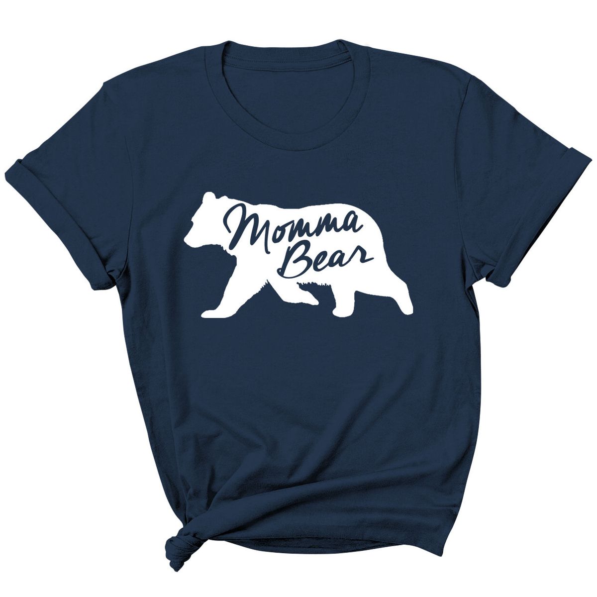 Women's 'Mama Bear' Graphic T-Shirt - Momma Bear Animal - Navy / M
